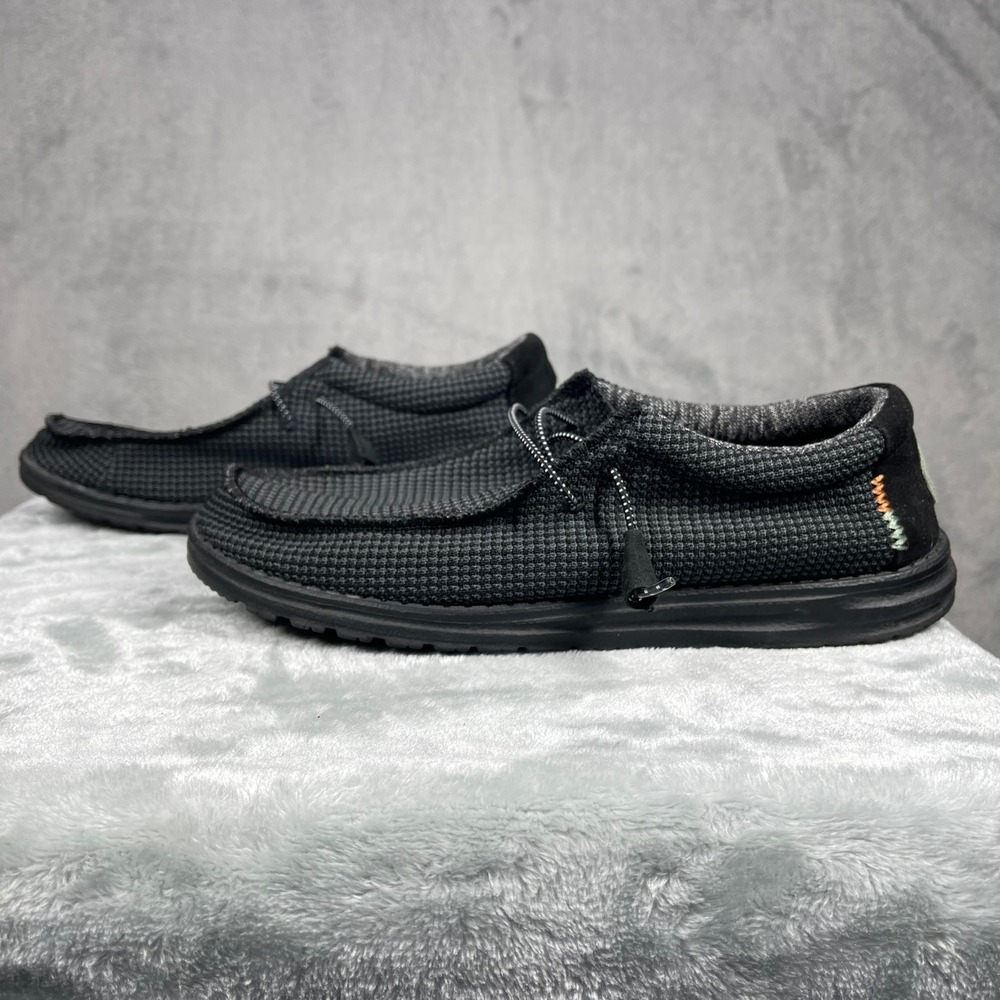Hey Dude Wally Sport Mesh Men 11 Black Loafers Lightweight Slip On 40403-080